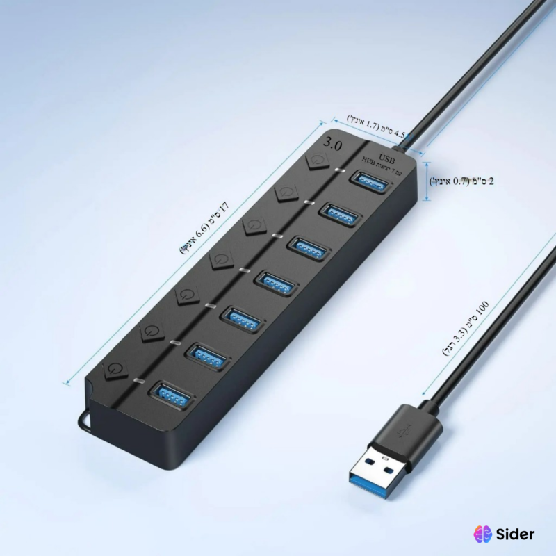 ⁦מפצל  USB Hub 2.0 מרובה  כבל ארוך מרובה מרחיבים מתאם USB⁩ – תמונה ⁦4⁩